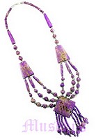 Tripple Row Fringe Pendant Necklace - click here for large view